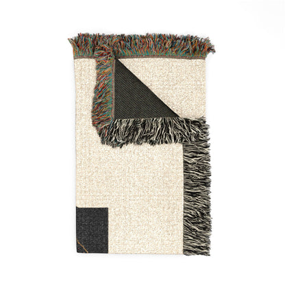 Rose Emblem Woven Blanket — Vintage Floral Throw with 'Stop Being' Text