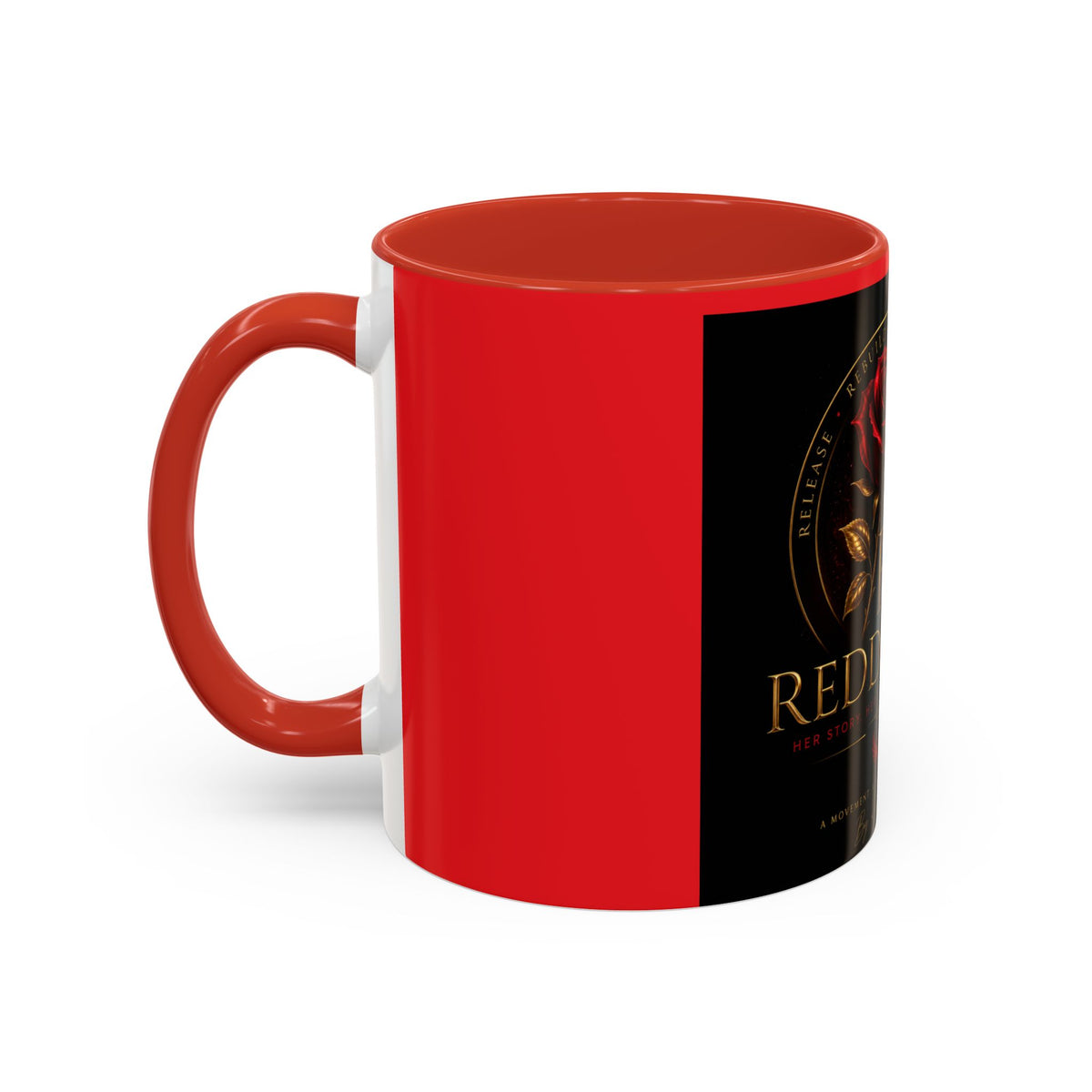 Redd Rose Coffee Mug – Black & Red 11/15oz Accent Mug with Gold Rose Logo