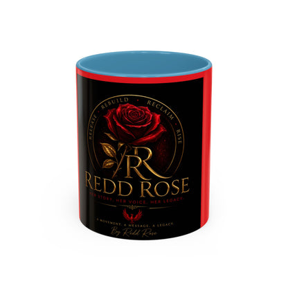 Redd Rose Coffee Mug – Black & Red 11/15oz Accent Mug with Gold Rose Logo