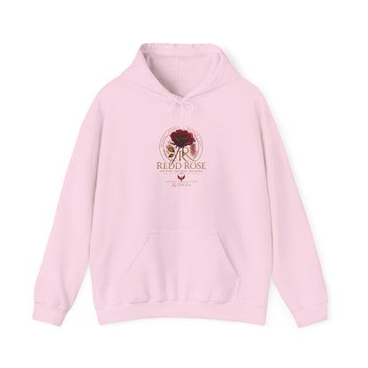 Red Rose Vintage Logo Hoodie — Floral Emblem Pullover for Rose Lovers
