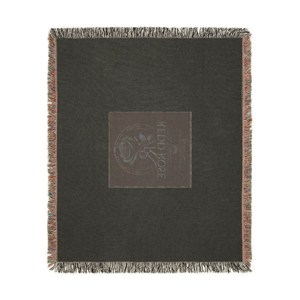 Rose Emblem Woven Blanket — Vintage Floral Throw with 'Stop Being' Text