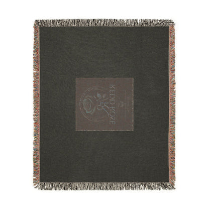 Rose Emblem Woven Blanket — Vintage Floral Throw with 'Stop Being' Text