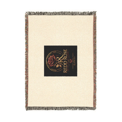 Rose Emblem Woven Blanket — Vintage Floral Throw with 'Stop Being' Text