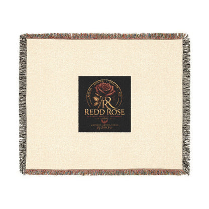 Rose Emblem Woven Blanket — Vintage Floral Throw with 'Stop Being' Text