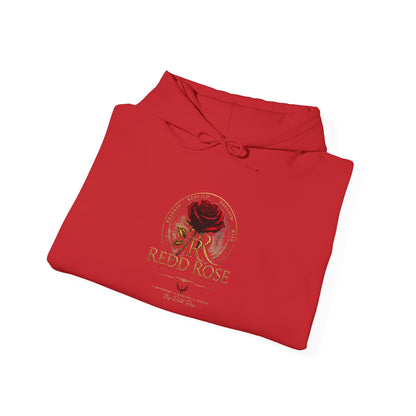 Red Rose Vintage Logo Hoodie — Floral Emblem Pullover for Rose Lovers