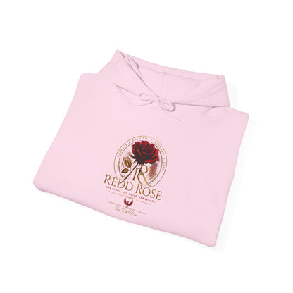 Red Rose Vintage Logo Hoodie — Floral Emblem Pullover for Rose Lovers