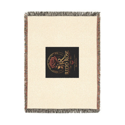 Rose Emblem Woven Blanket — Vintage Floral Throw with 'Stop Being' Text