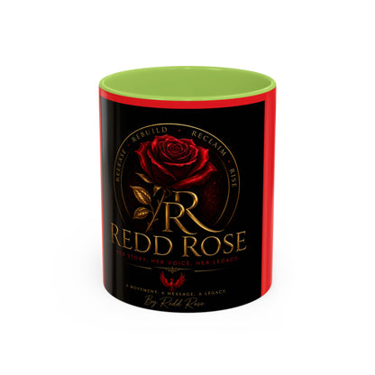 Redd Rose Coffee Mug – Black & Red 11/15oz Accent Mug with Gold Rose Logo