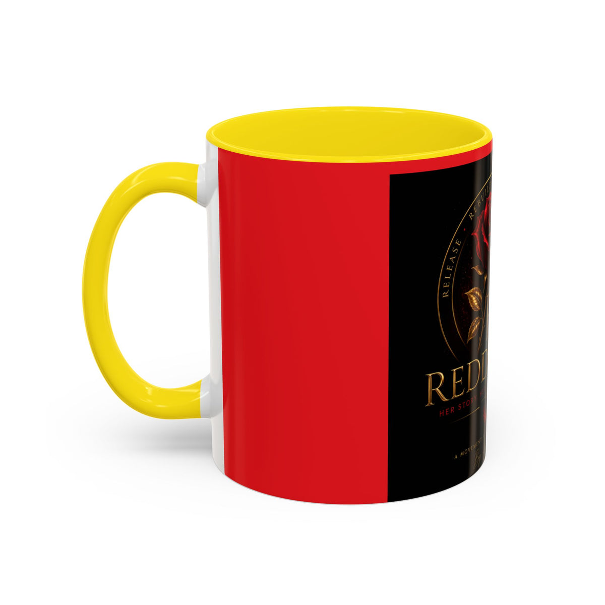 Redd Rose Coffee Mug – Black & Red 11/15oz Accent Mug with Gold Rose Logo