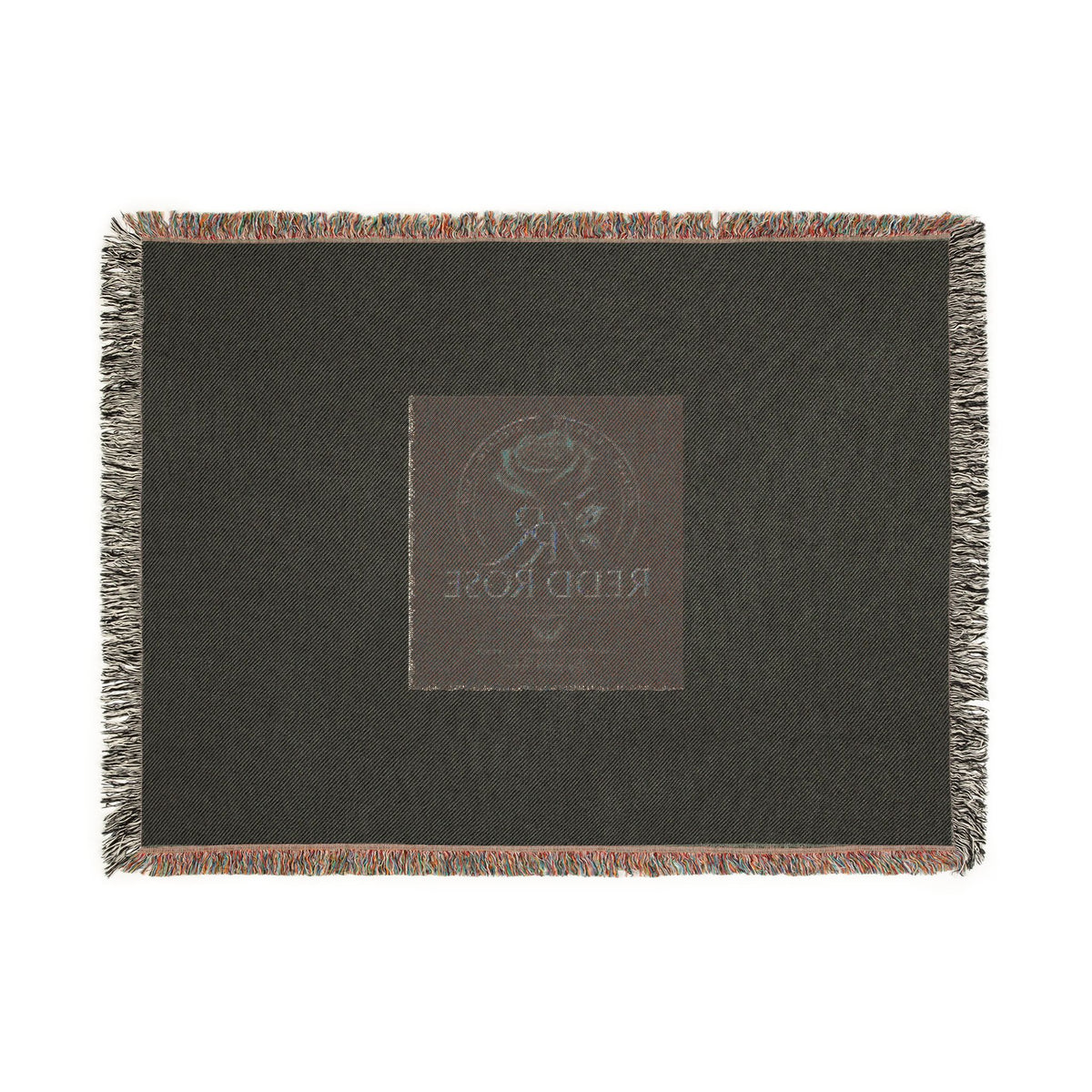 Rose Emblem Woven Blanket — Vintage Floral Throw with 'Stop Being' Text