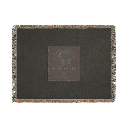 Rose Emblem Woven Blanket — Vintage Floral Throw with 'Stop Being' Text