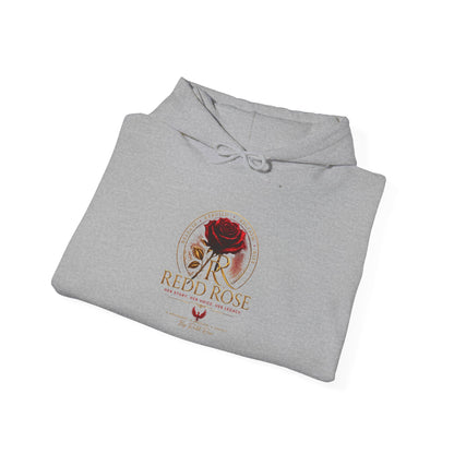 Red Rose Vintage Logo Hoodie — Floral Emblem Pullover for Rose Lovers
