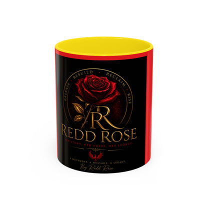 Redd Rose Coffee Mug – Black & Red 11/15oz Accent Mug with Gold Rose Logo