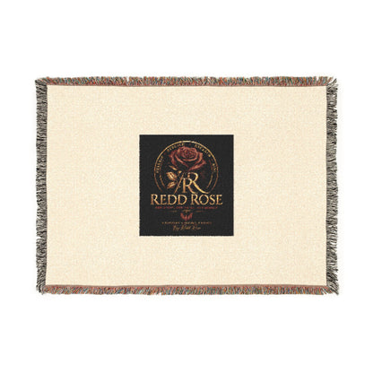 Rose Emblem Woven Blanket — Vintage Floral Throw with 'Stop Being' Text