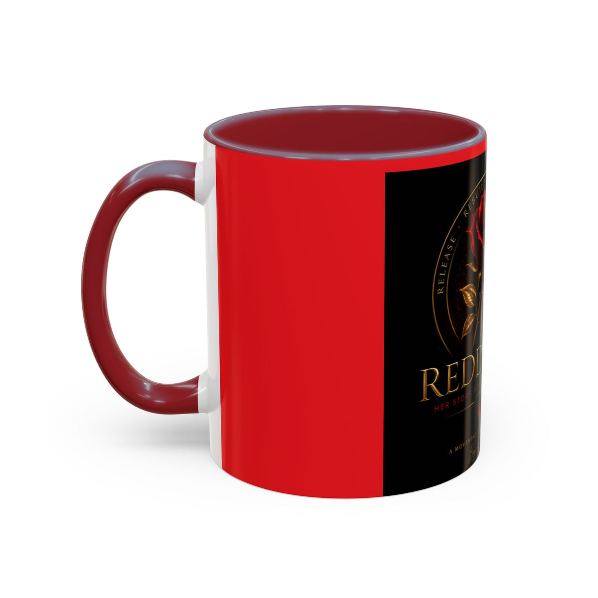 Redd Rose Coffee Mug – Black & Red 11/15oz Accent Mug with Gold Rose Logo