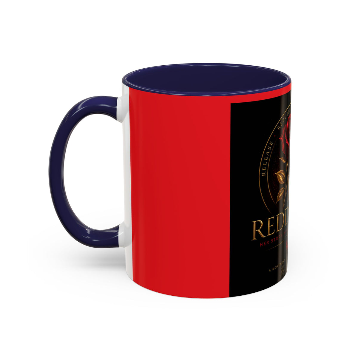 Redd Rose Coffee Mug – Black & Red 11/15oz Accent Mug with Gold Rose Logo