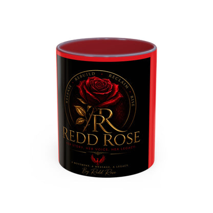 Redd Rose Coffee Mug – Black & Red 11/15oz Accent Mug with Gold Rose Logo