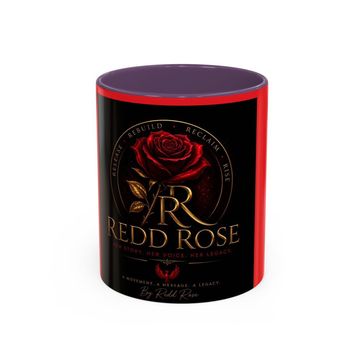 Redd Rose Coffee Mug – Black & Red 11/15oz Accent Mug with Gold Rose Logo