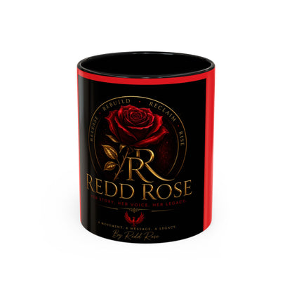 Redd Rose Coffee Mug – Black & Red 11/15oz Accent Mug with Gold Rose Logo