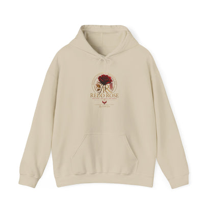 Red Rose Vintage Logo Hoodie — Floral Emblem Pullover for Rose Lovers