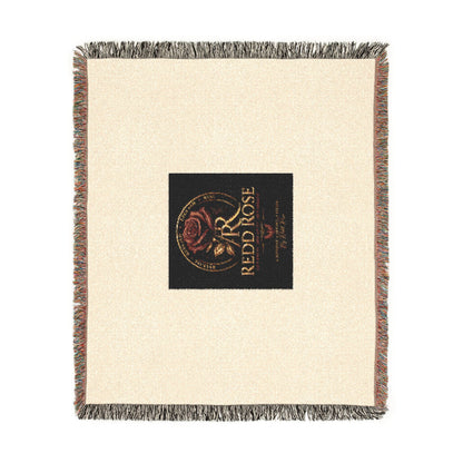 Rose Emblem Woven Blanket — Vintage Floral Throw with 'Stop Being' Text