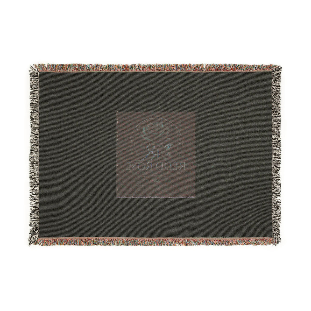 Rose Emblem Woven Blanket — Vintage Floral Throw with 'Stop Being' Text