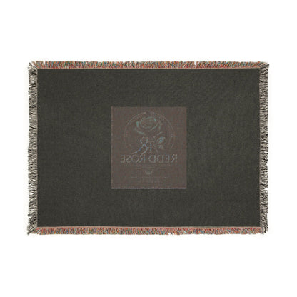 Rose Emblem Woven Blanket — Vintage Floral Throw with 'Stop Being' Text